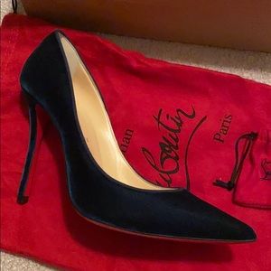 Christian Louboutin Velvet /Petrol /39.5 Ret: $695